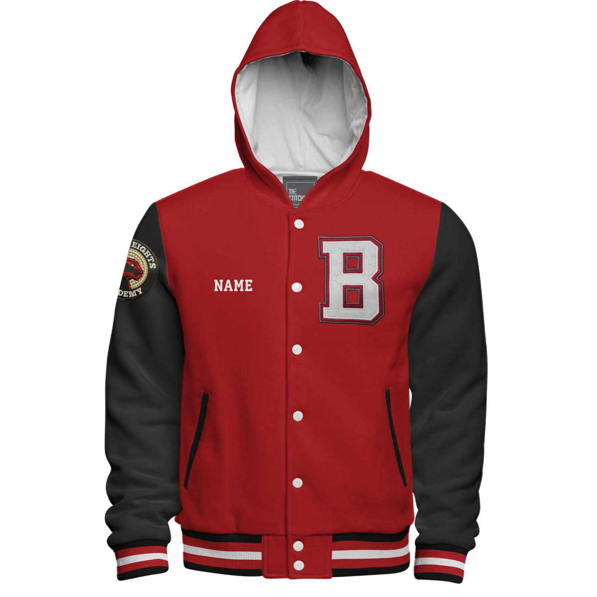 Hooded Cotton Fleece Varsity Jacket With No Lining Branded Originals