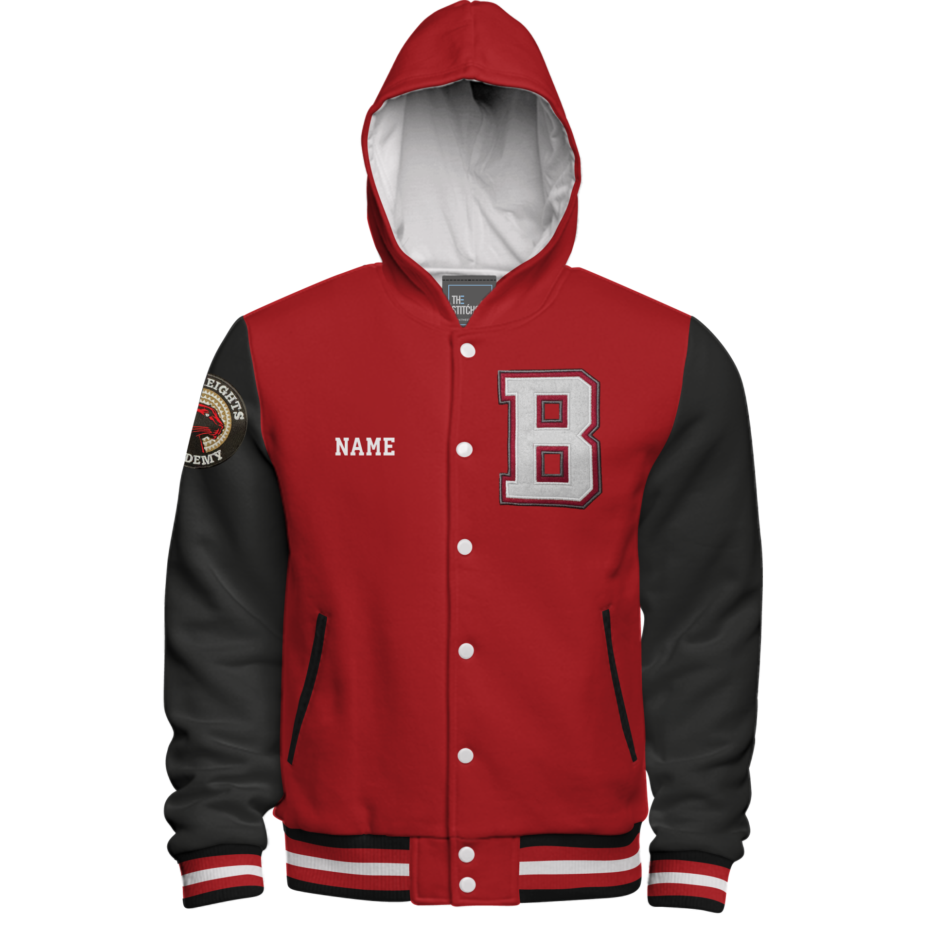Hooded Cotton Fleece Varsity Jacket With No Lining